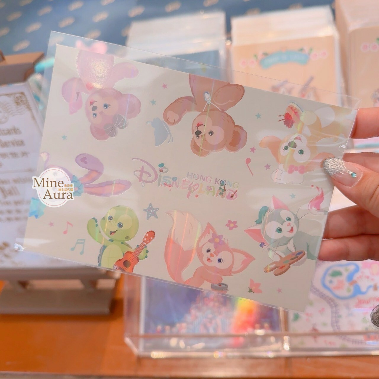 達菲 Duffy 與好友們 半身 大集合 圖案 明信片 -香港迪士尼樂園