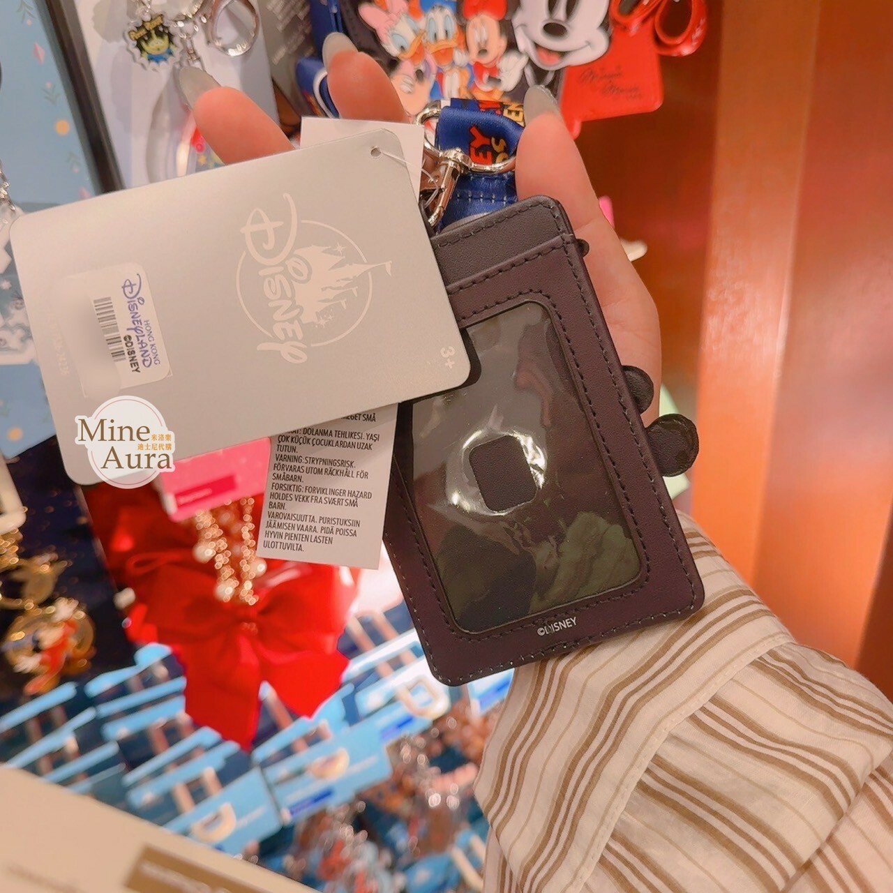 米奇 Mickey 好友集合 圖案 黑底 造型 票卡夾 掛繩 -香港迪士尼樂園