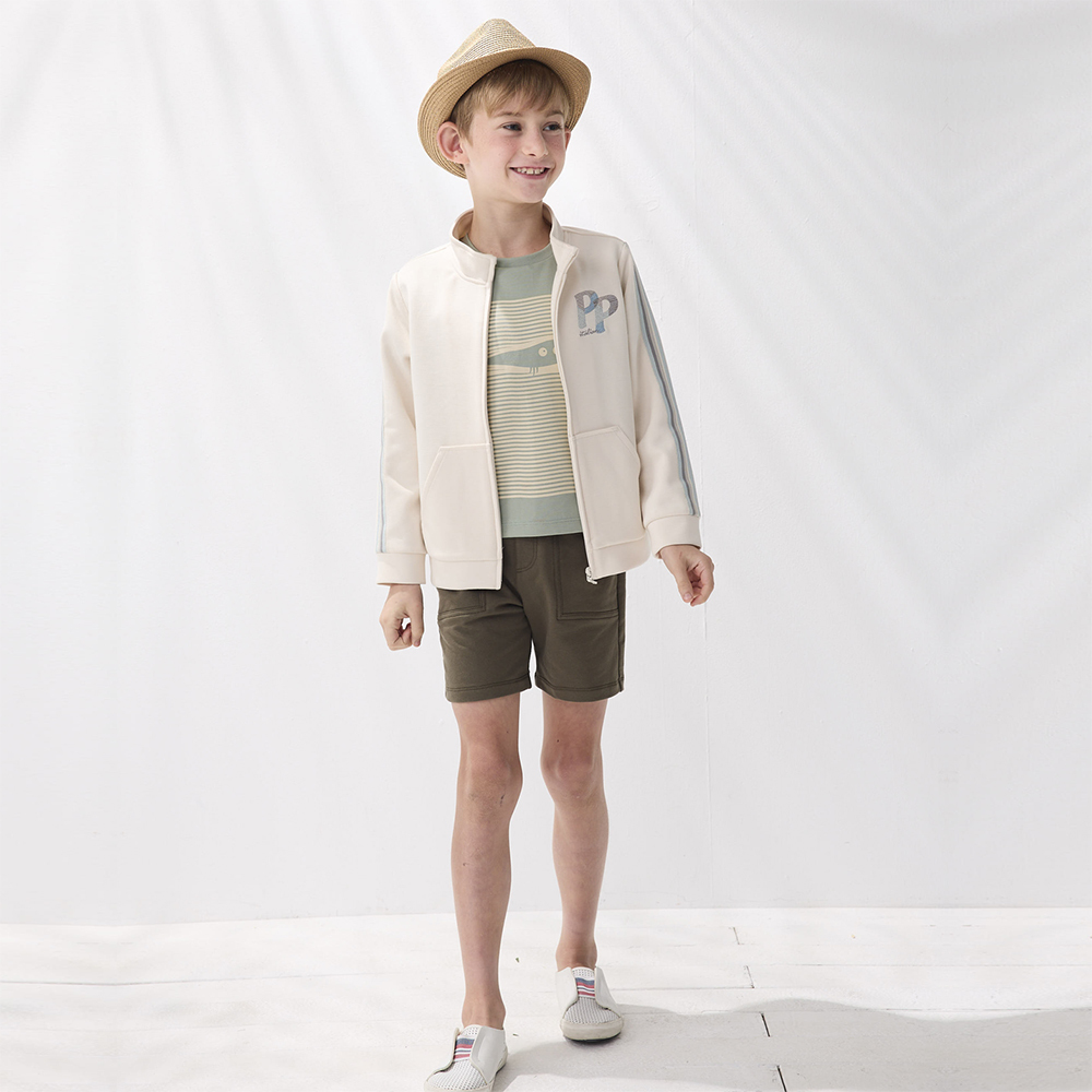 PIPPY 經典LOGO小立領全開休閒外套 米白