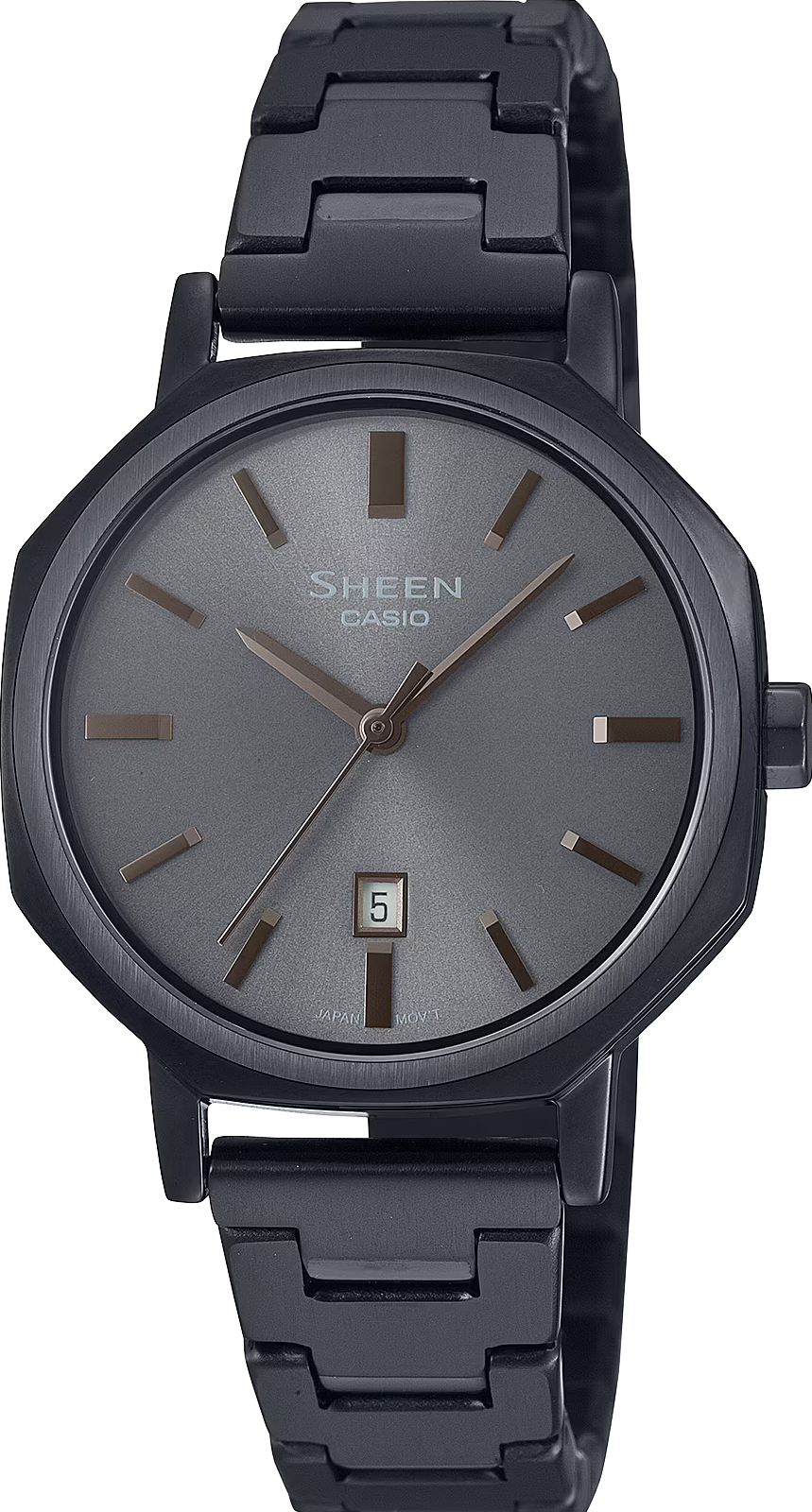 萬年鐘錶 - CASIO  Sheen 系列  經典簡約八角錶殼藍寶石鏡面女錶 SHE-4554BD-8A 錶徑30MM