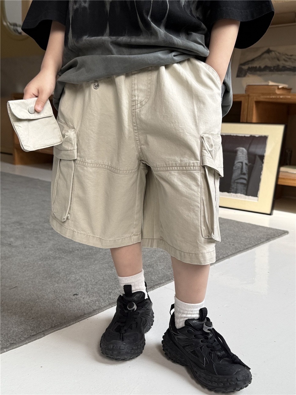 可拆卸小口袋工裝褲