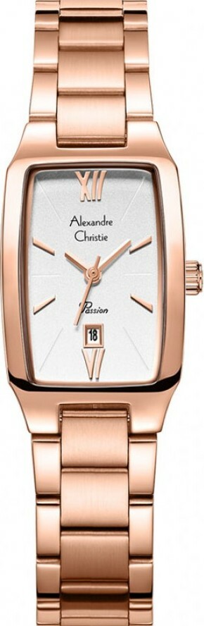 萬年鐘錶 - Alexandre Christie   玫瑰金框方形優雅女錶 2455LDBRGSL   錶徑21.5MM  (AC 錶)