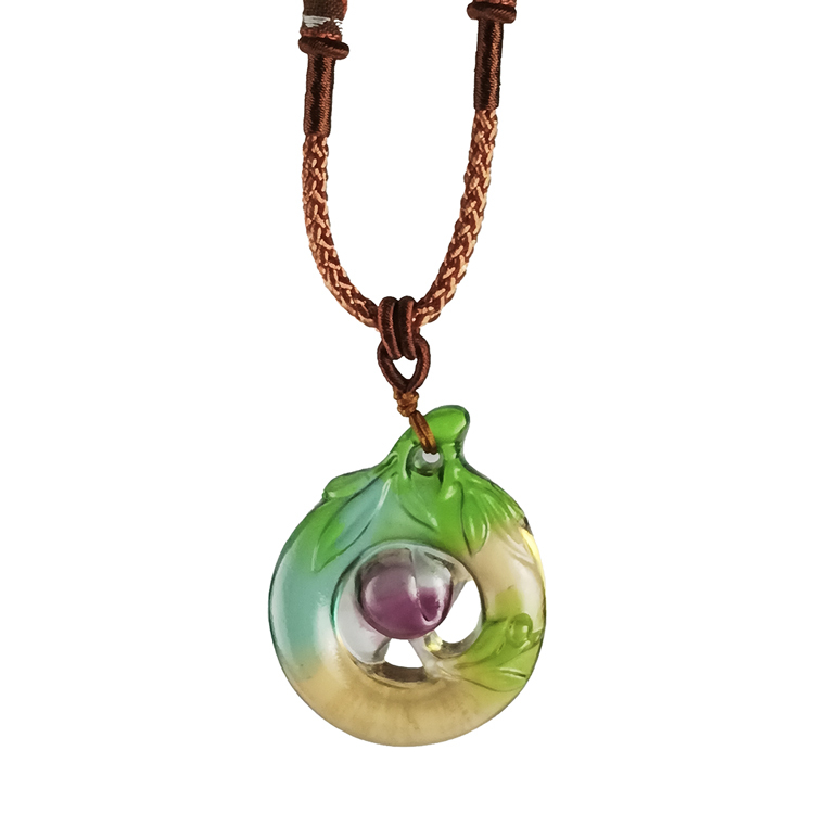 鹿港窯禮品館｜居家開運｜壽桃造型水晶琉璃項鍊