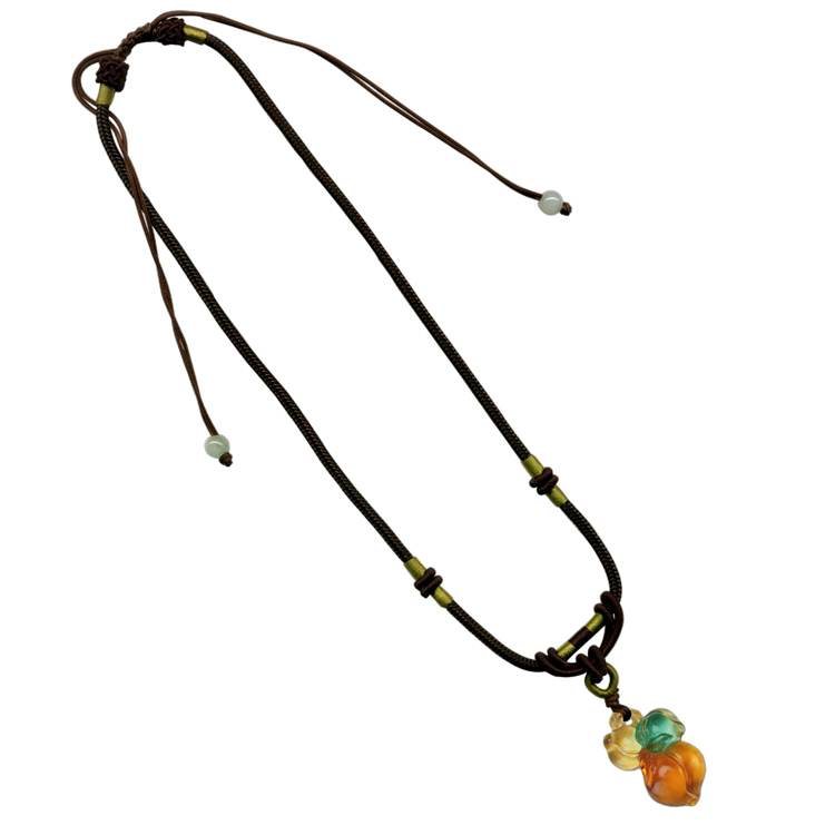 鹿港窯禮品館｜居家開運｜壽桃造型水晶琉璃項鍊