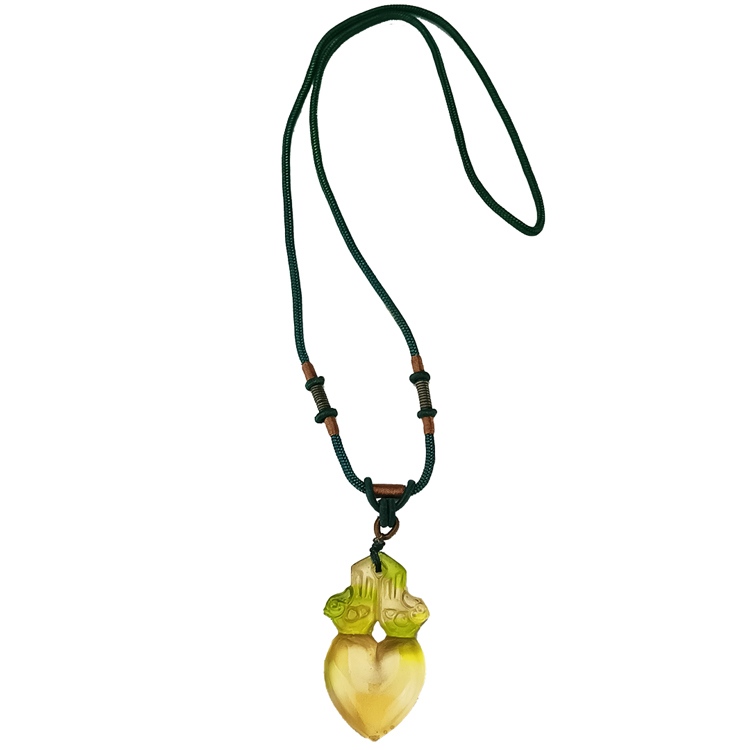 鹿港窯禮品館｜居家開運｜壽桃造型水晶琉璃項鍊