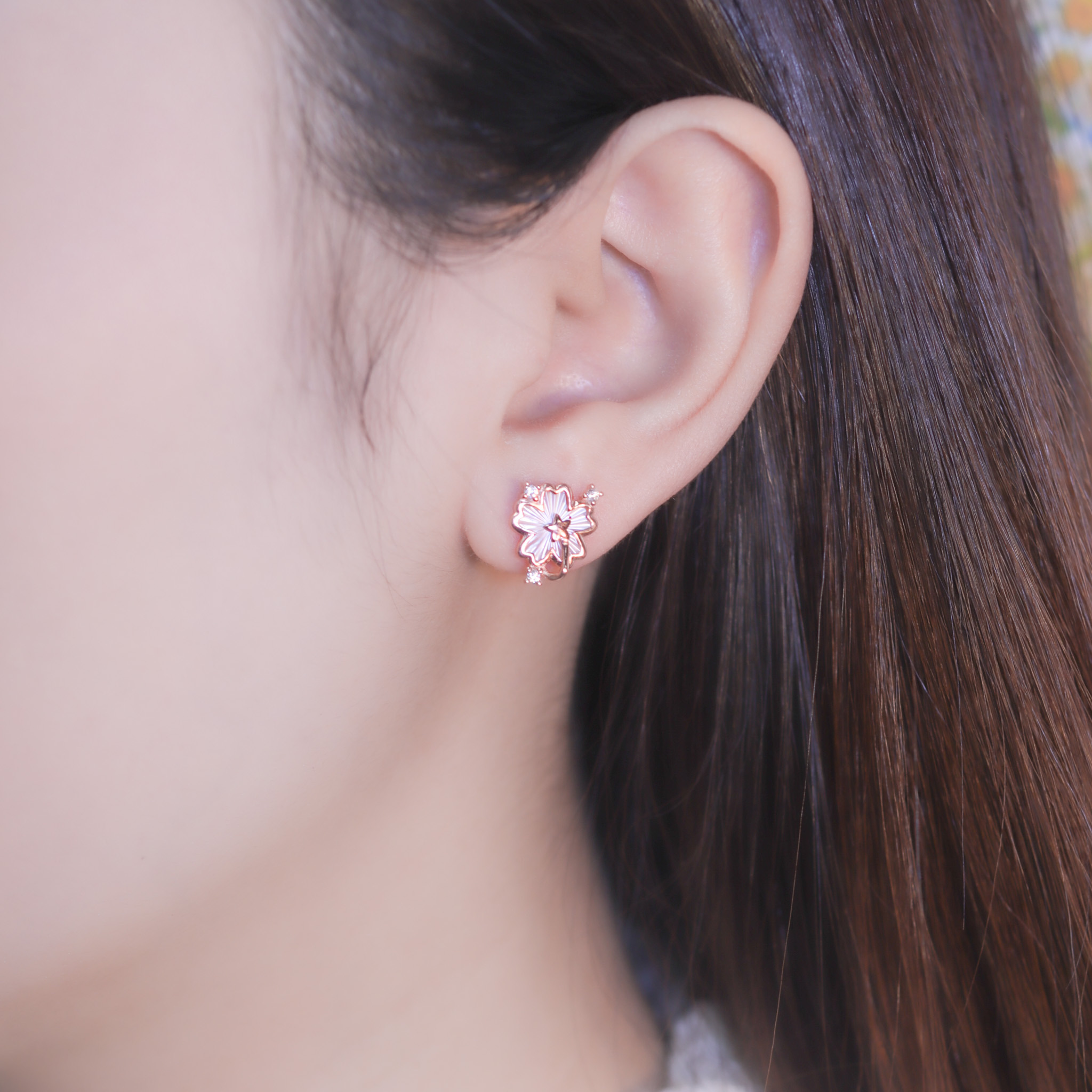 | 925純銀・玫瑰金 | 花漾小諾耳環 | EA0963 |