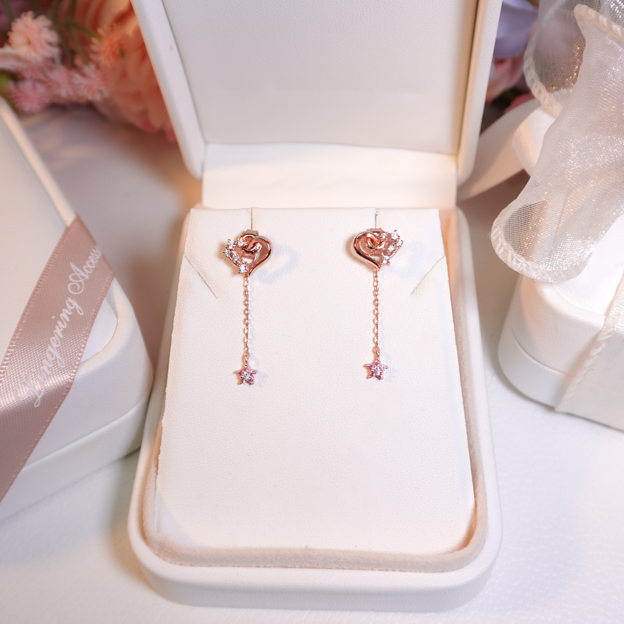 | 925純銀・ 厚鍍玫瑰金 | 愛意耳環2.0 (銀/玫瑰金) | EA0953 |