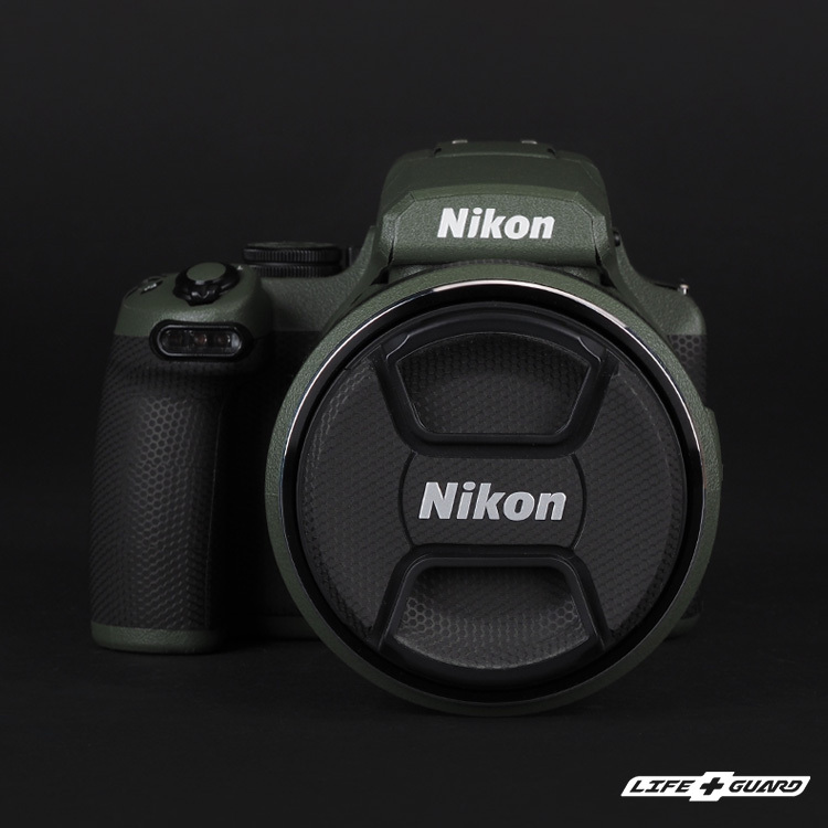 LIFE+GUARD 相機鏡頭貼膜安裝示意，適用 Nikon Coolpix P1100