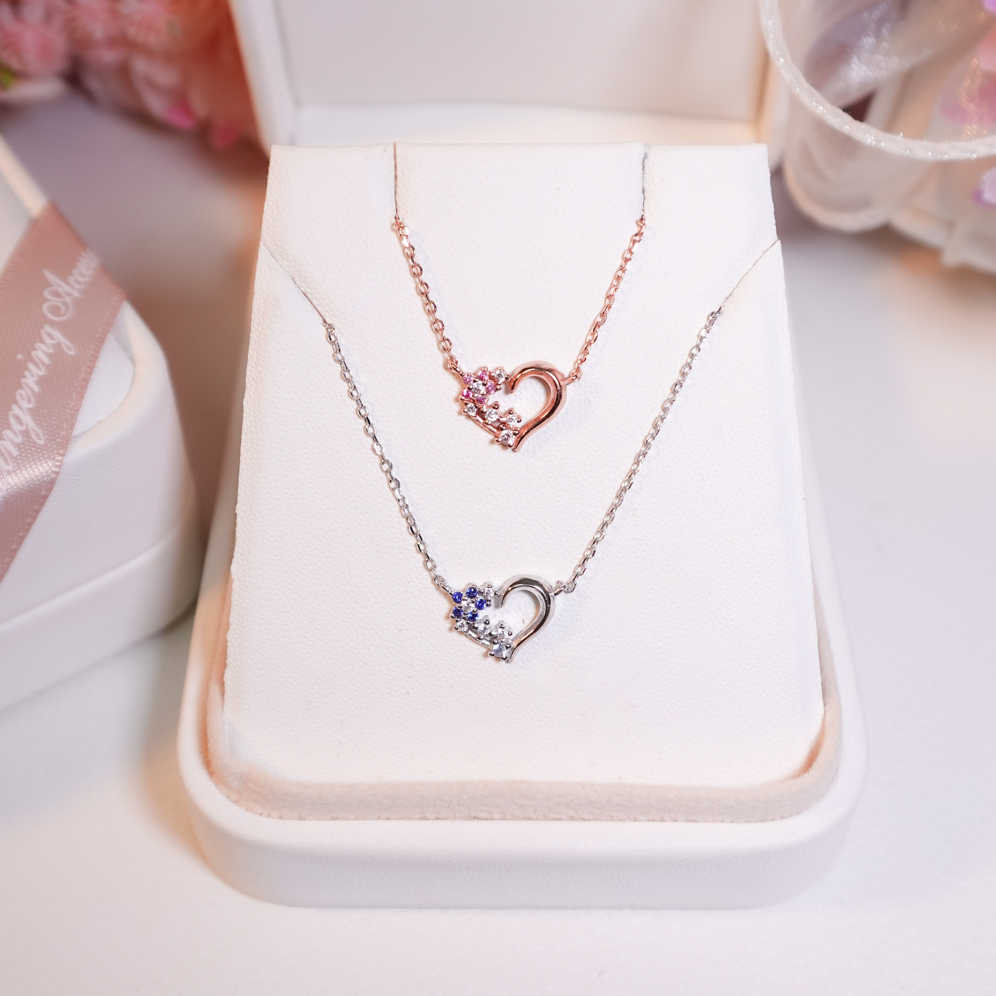 | 925純銀・厚鍍白金・ 厚鍍玫瑰金 | 愛意項鍊2.0 (銀/玫瑰金) | NE1351 |