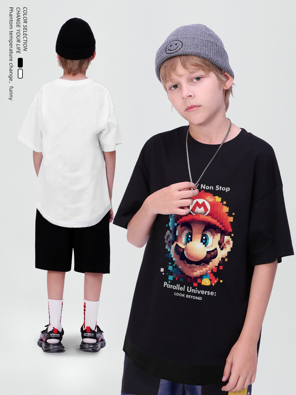 日系動漫3D馬力歐寬鬆圓弧T