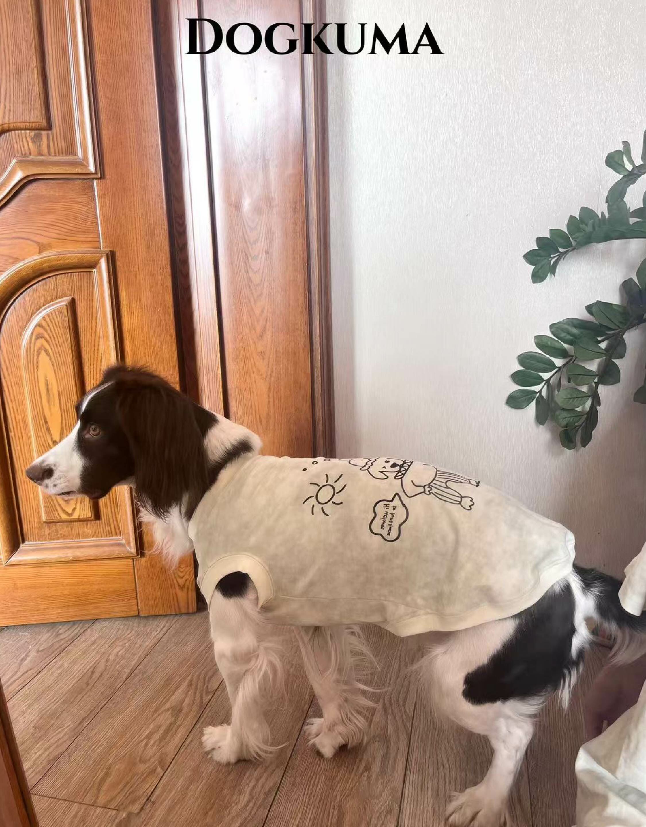 DOGKUMA - 塗鴉寵物親子裝T恤 - 奶酪白（寵物款）