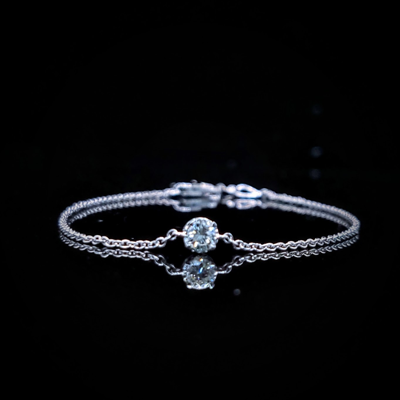 全新18K白金【單粒14份鑽石】手鍊