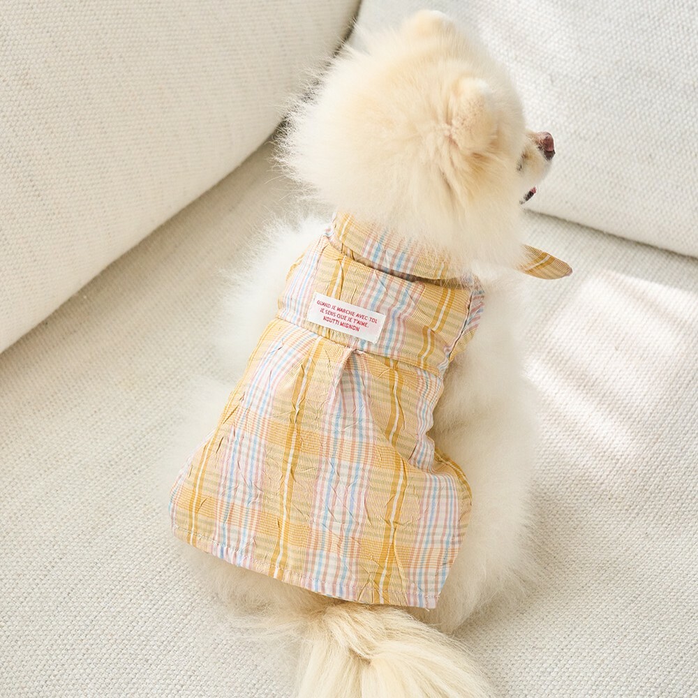 Noutti 緞帶亞麻格紋襯衫