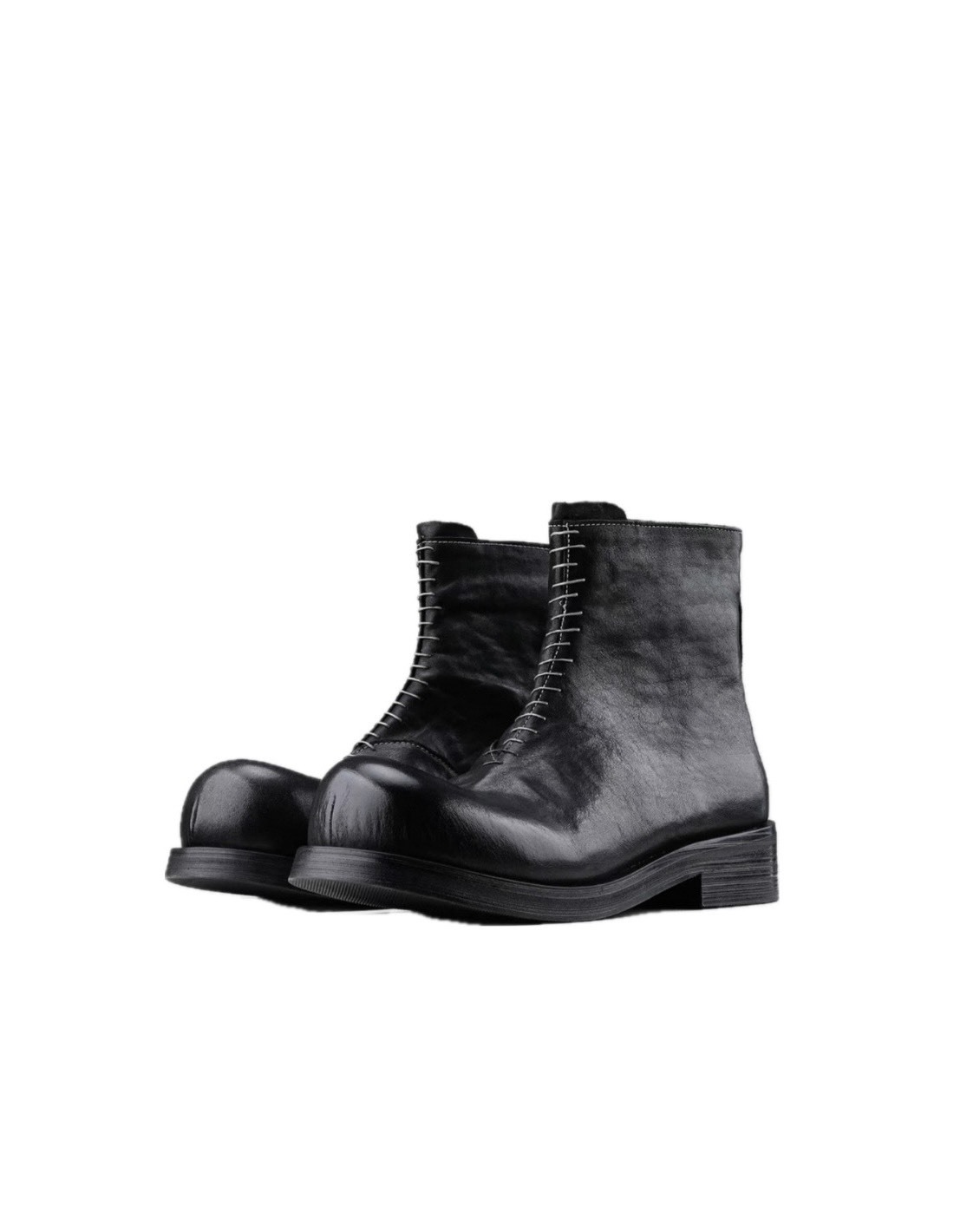 HANQIA 縫線 設計 厚底 切爾西短靴 牛皮 #鞋子