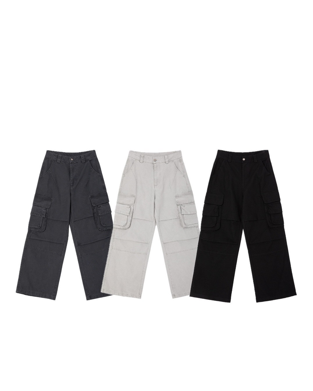 RHOM 水洗 做舊 工裝 寬鬆 闊腿褲 #牛仔褲