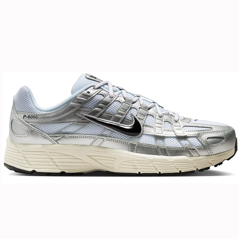 <2025新款液態銀!!>男女鞋 NIKE P-6000 White Metallic Silver 奶油底 白銀黑勾 液態銀【CD6404-105】PP6