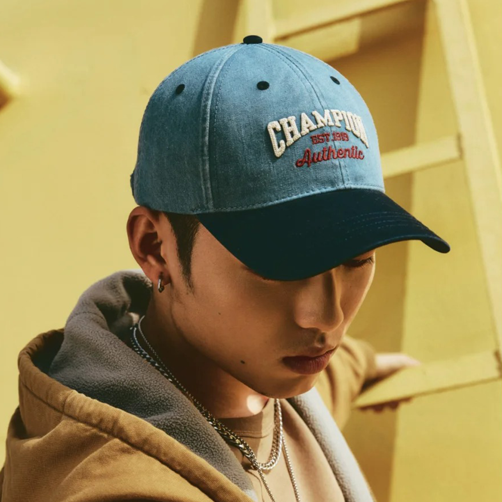 中性-學院風刺繡棒球帽-水洗丹寧-（U5AACCU01M2）