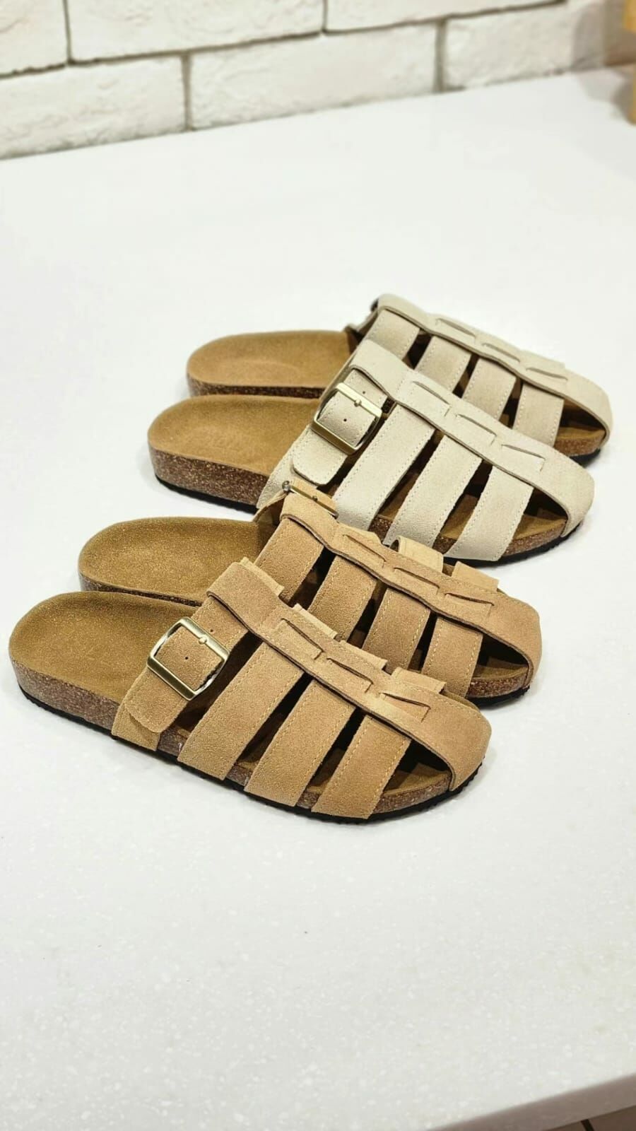 SH4002 真牛皮包頭半拖鞋 (足碼)