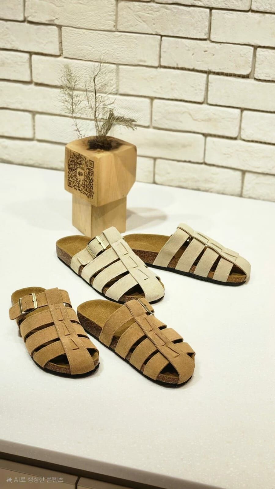 SH4002 真牛皮包頭半拖鞋 (足碼)