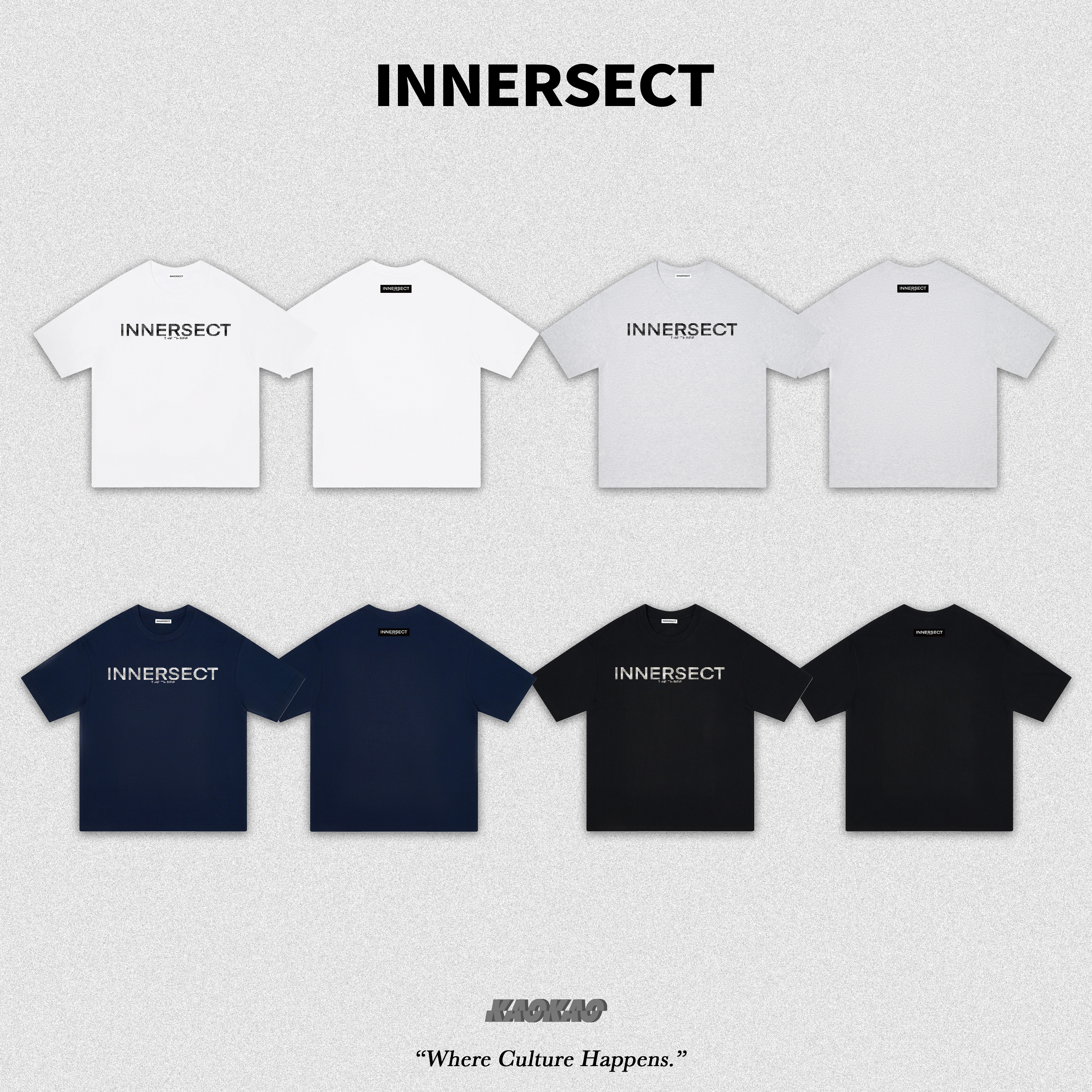 INNERSECT 像素印花 字母LOGO 重磅落肩圓領短袖T恤 男女同款【INA25SSTTEZ034】