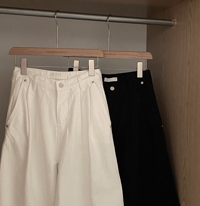 夏季預訂｜簡約褶皺棉質寬長牛仔褲