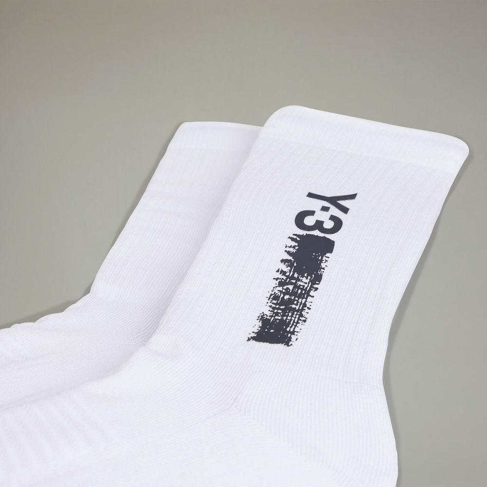 【 Y-3 CL SOCK HI 筆觸圖案長襪 - 白 】