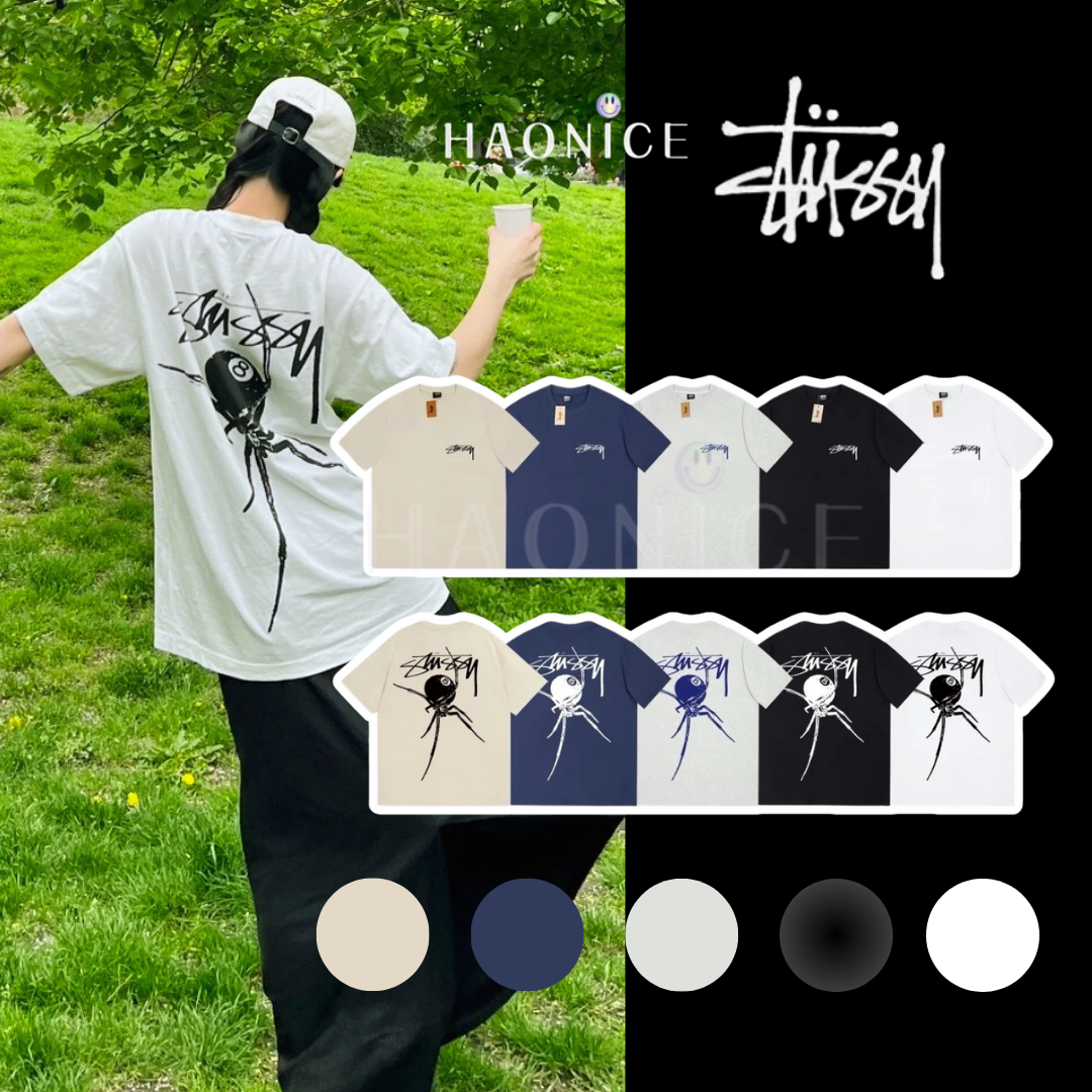 【HAO NICE 】美國🇺🇸街頭潮流 STUSSY 24SS 春夏新款 經典小LOGO 蜘蛛八號球🎱 百搭款短T 街頭感🈵️🈵