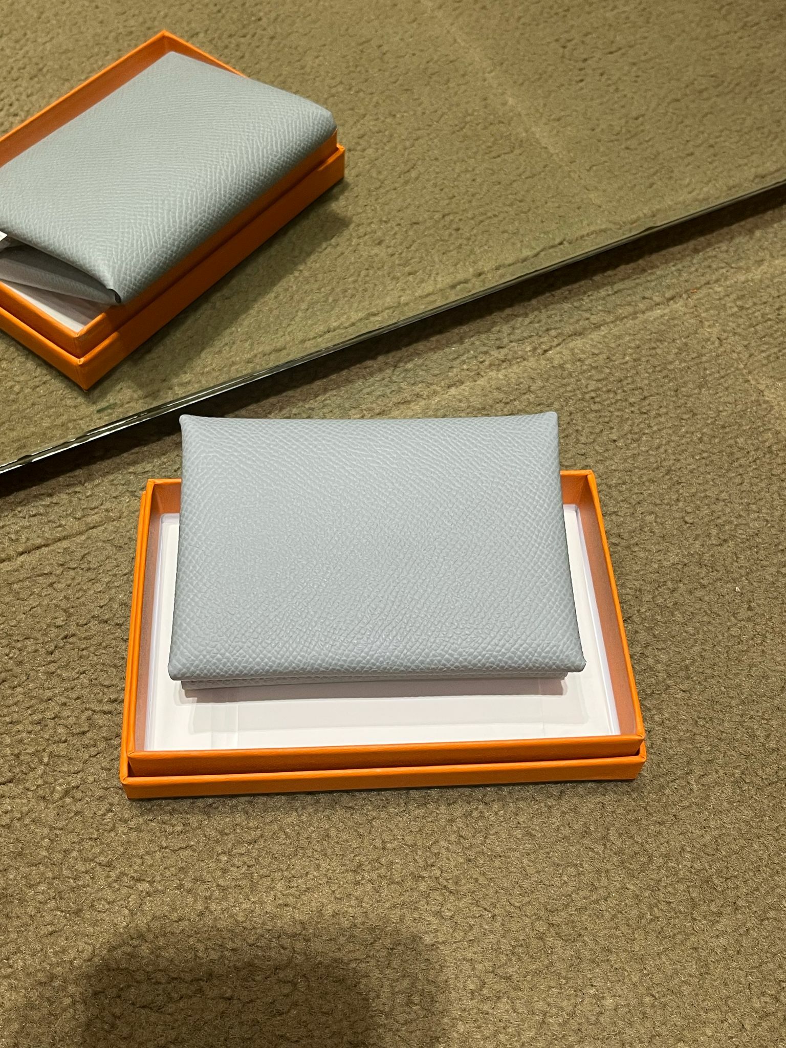 Calvi duo card holder 8U bleu glacier epsom