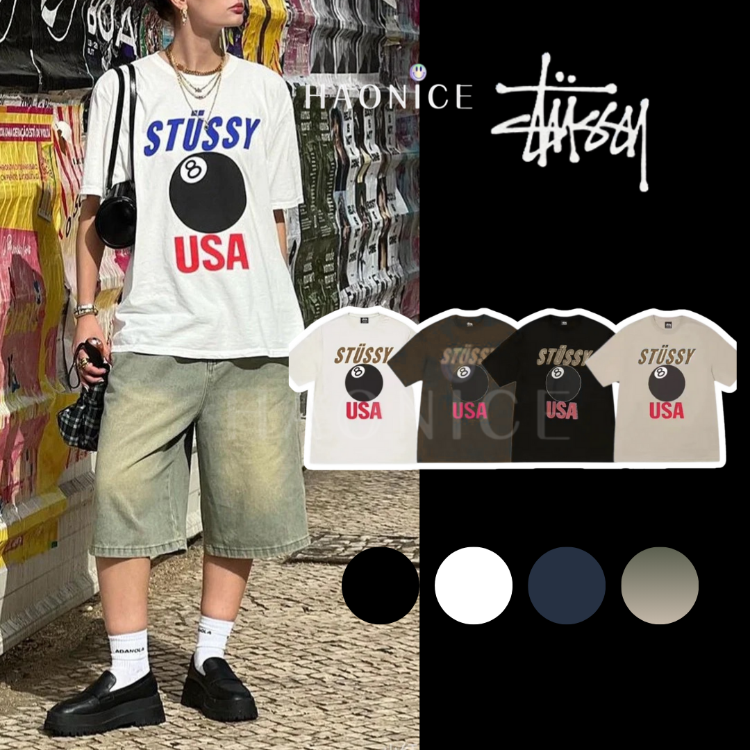 【HAO NICE 】美國🇺🇸街頭潮流Stussy 25SS春夏新款 美式潮流復古風 經典黑8號大LOGO球🎱 百搭短T🔥