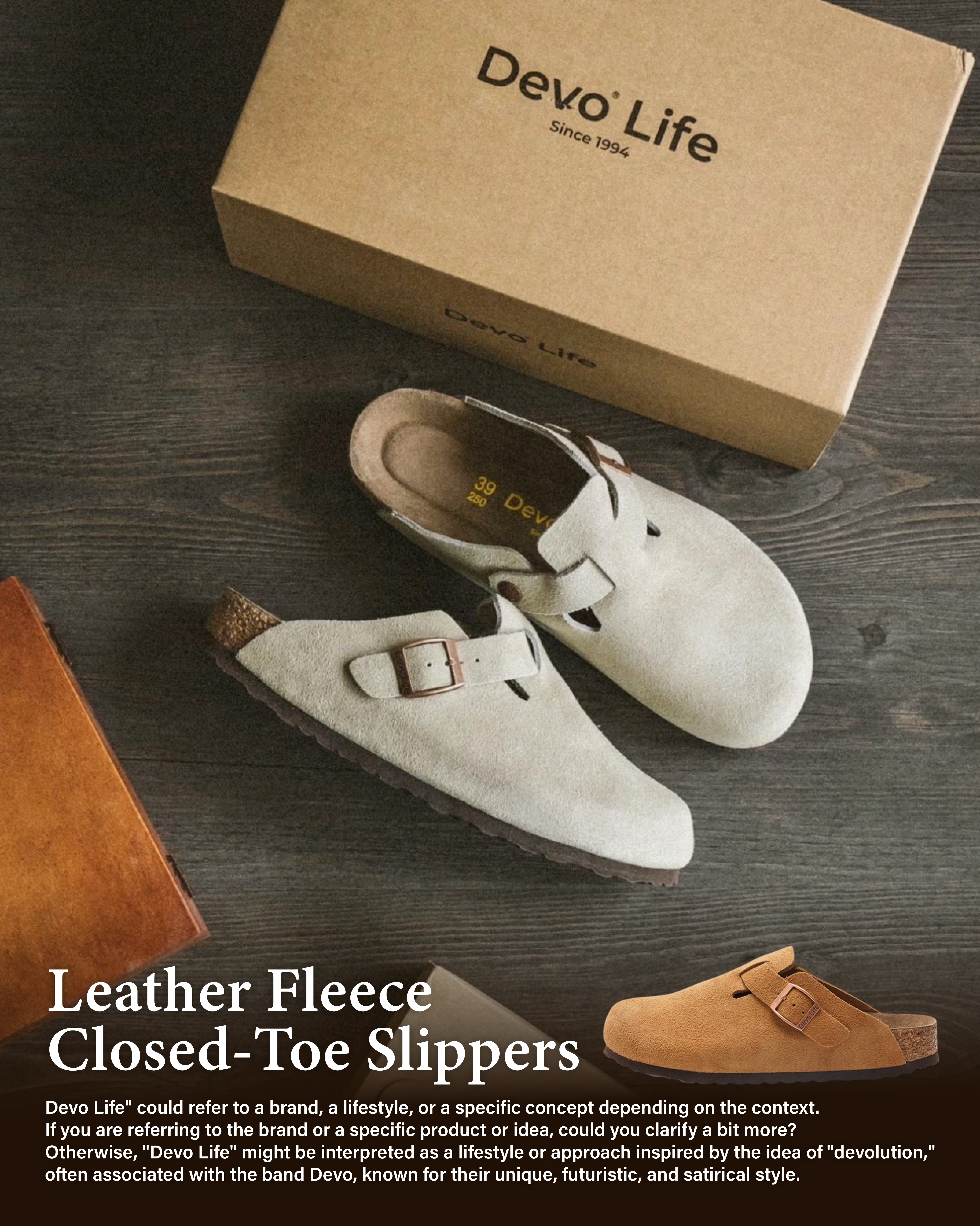 #預購 DEVO LIFE  牛皮絨 麂皮 軟木平底 復古 包頭拖鞋 平價勃肯 兩色