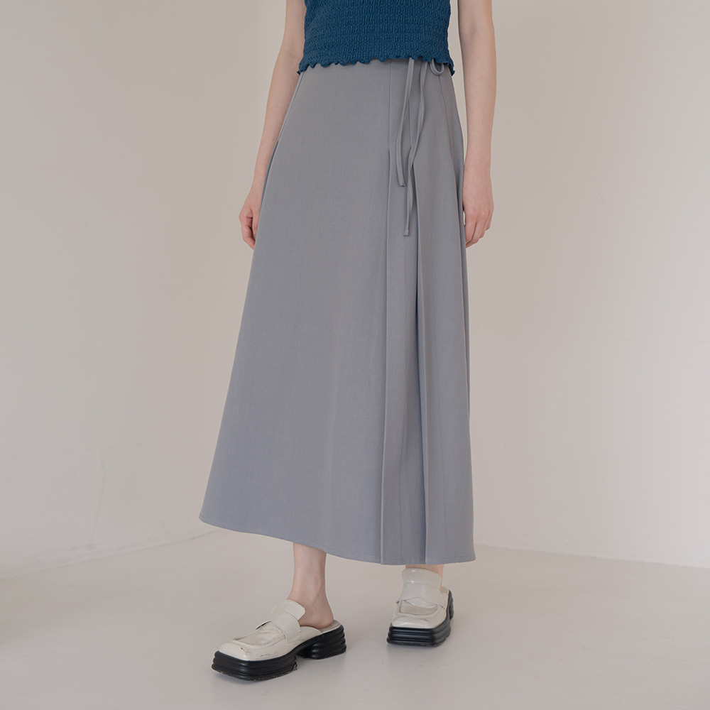 Double pleated strap design suit long skirt - grayS/M/L【03021611】in stock+pre-order