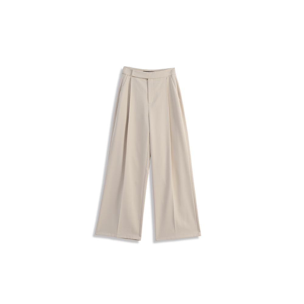 Asymmetric Pleated Straight Suit Pants - Apricot  S/M/L【04030495】in stock+pre-order