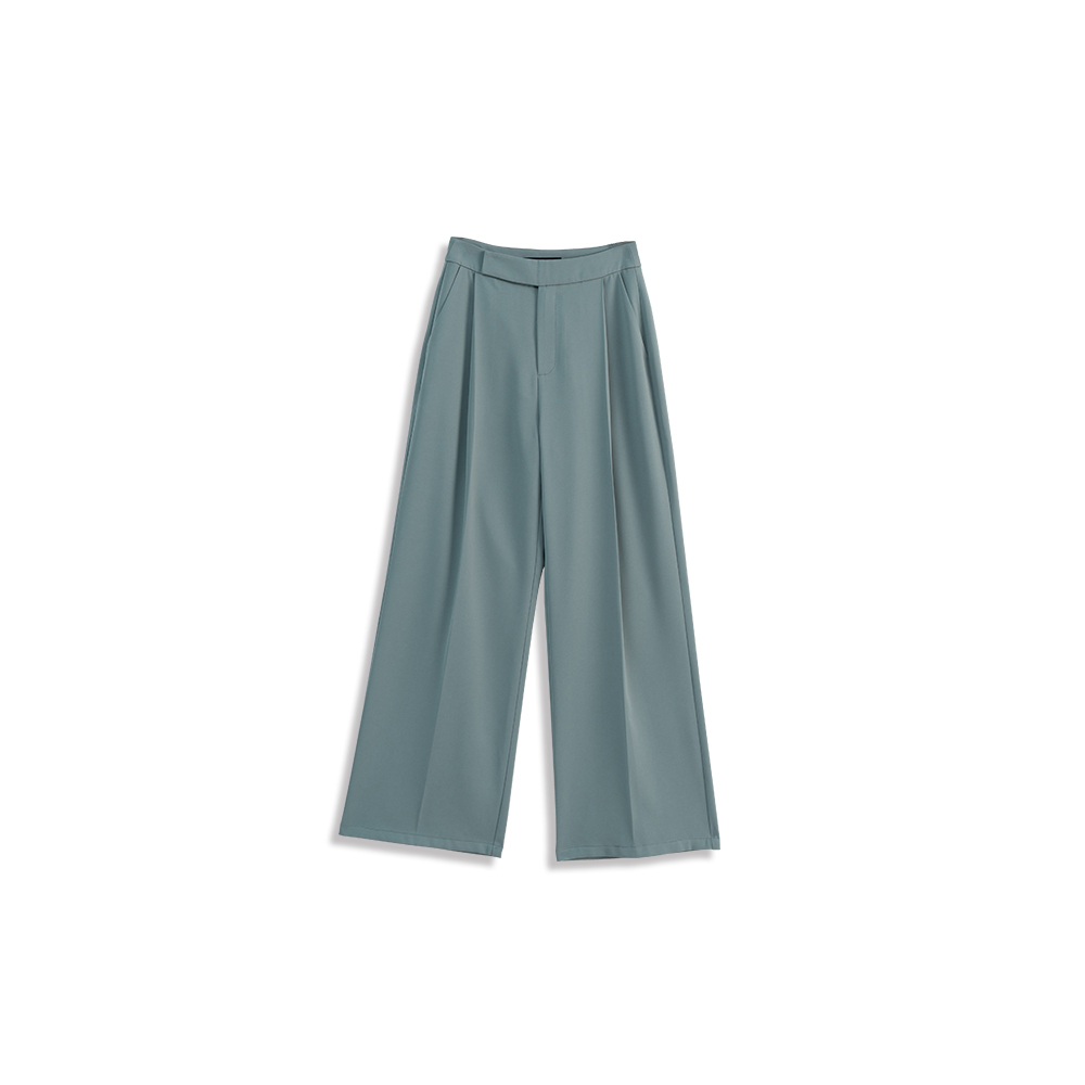 Asymmetric pleated straight suit pants - gray green S/M/L【04030497】in stock+pre-order