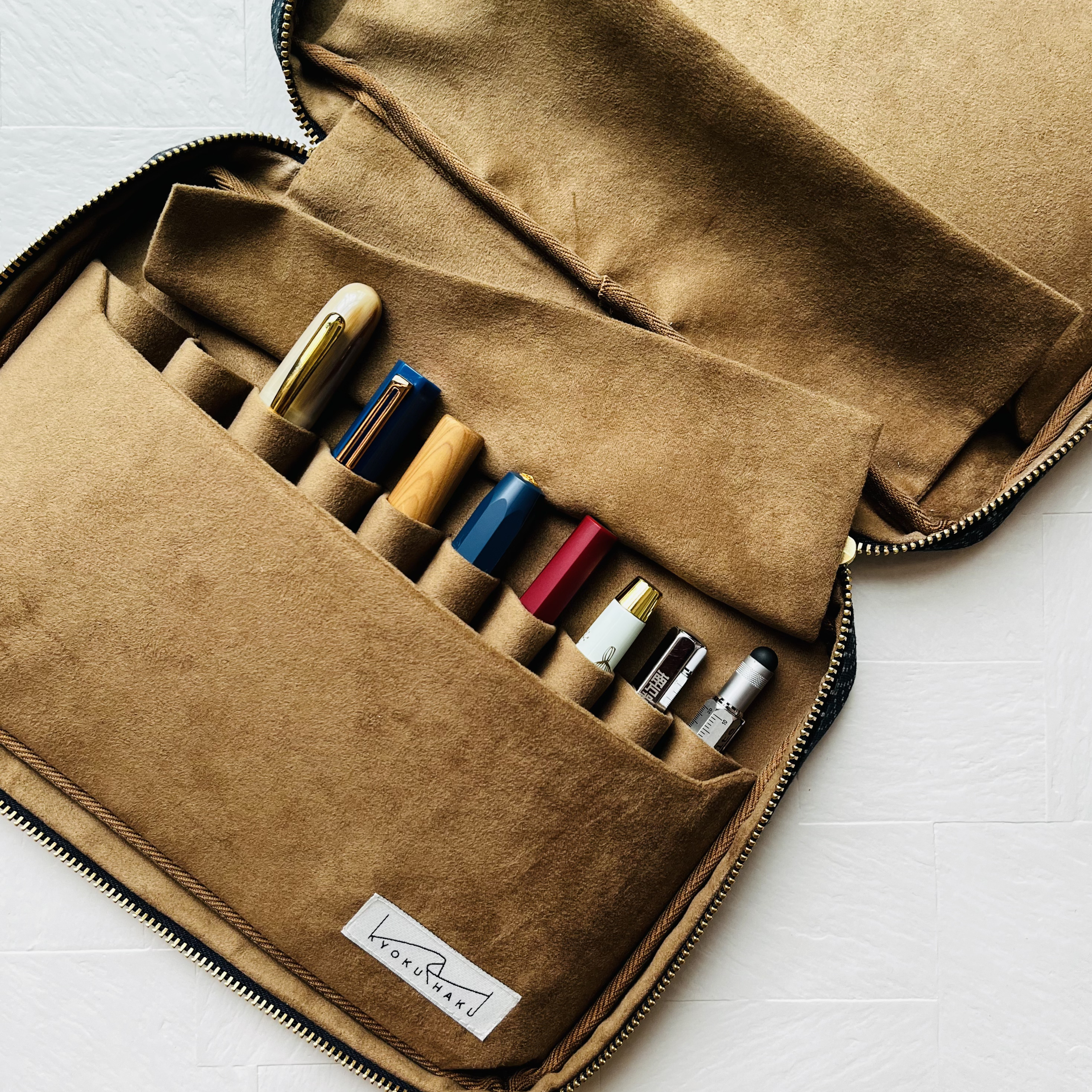 Kyokuhaku Zippered 20_Pen Case_seigaiha