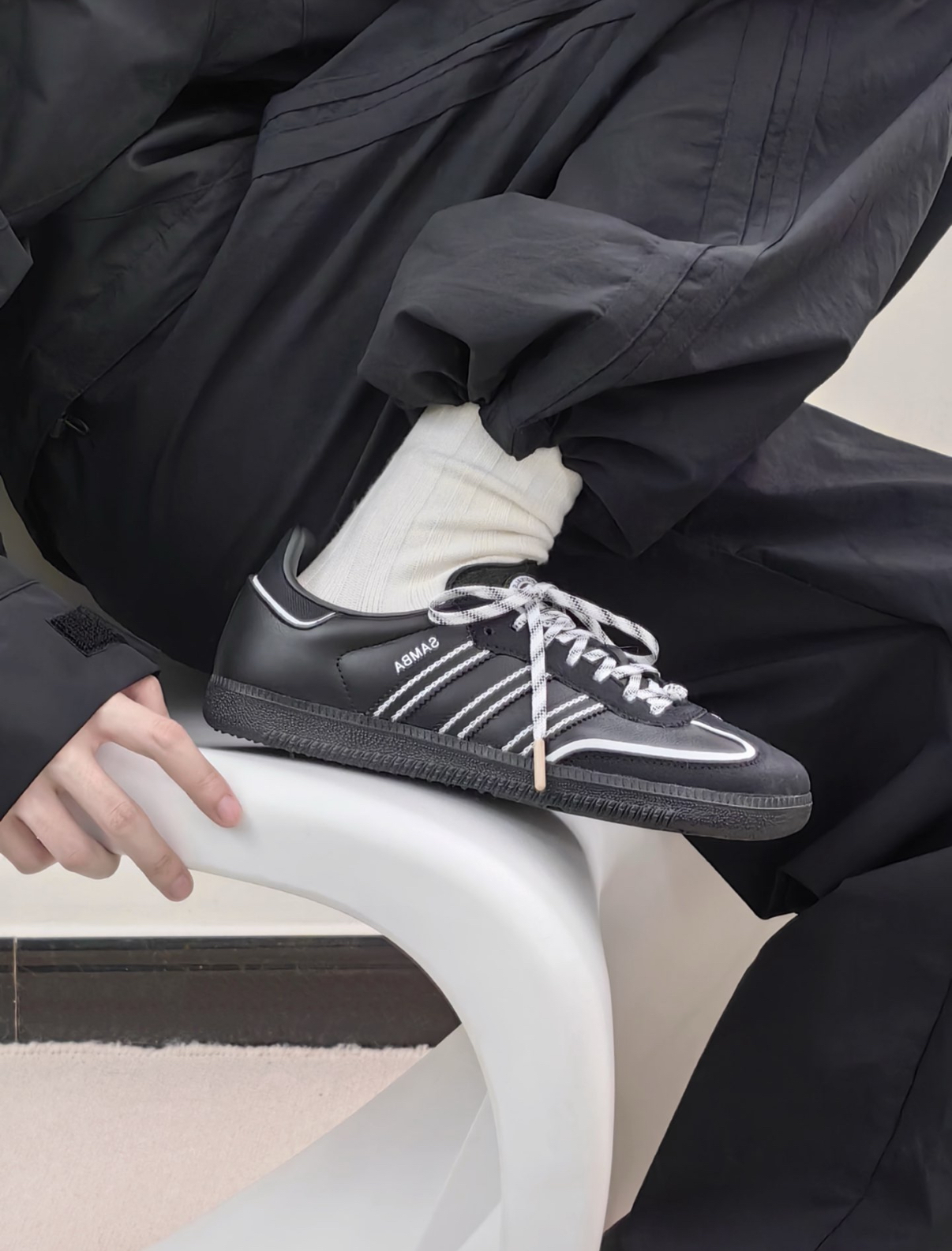 Adidas Originals Samba OG 詠春 黑銀色 黑白色 全黑 反光 皮革 刺繡 德訓鞋 T頭鞋 IF3918/預購