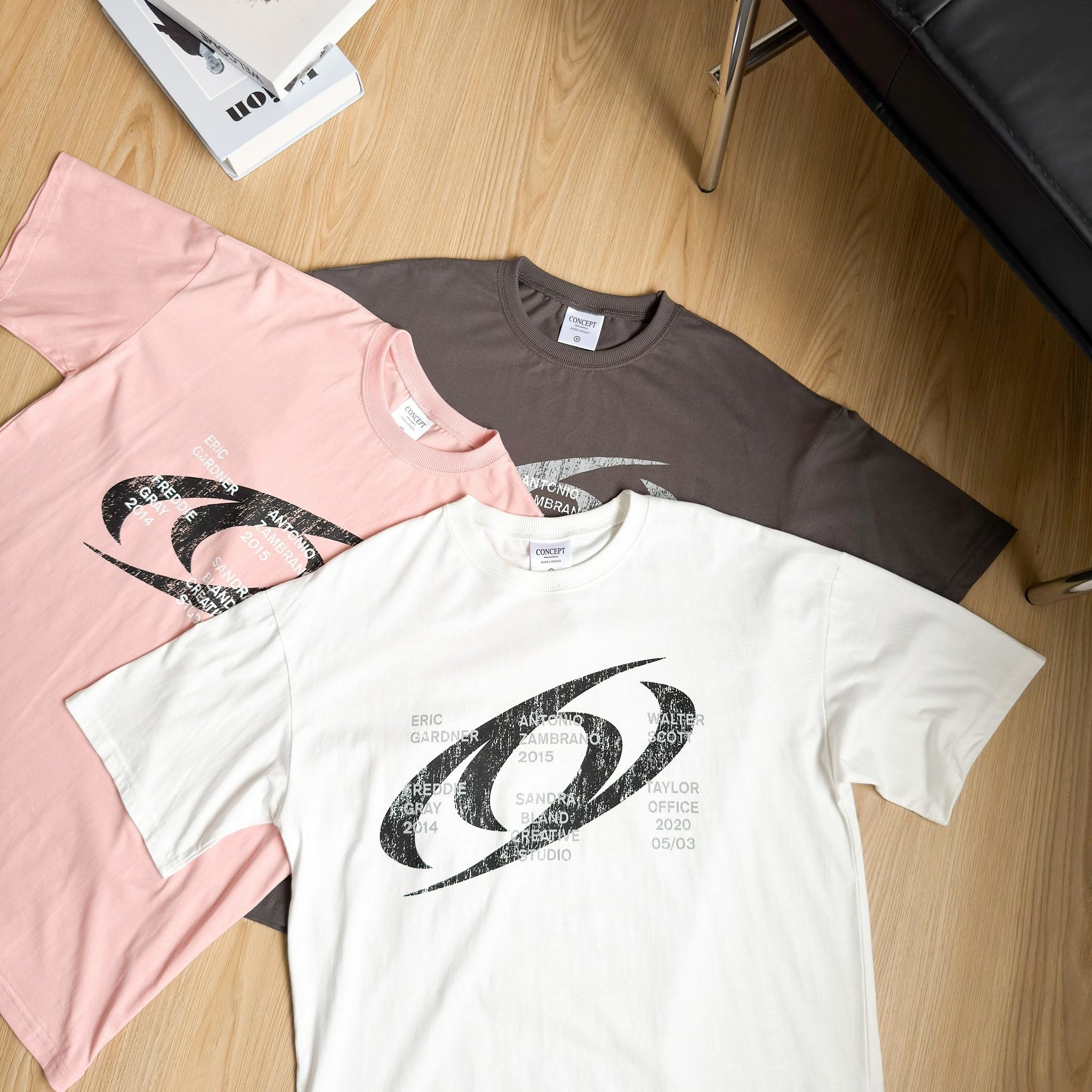 韓國短袖 迴旋斑駁感印花短T  80892