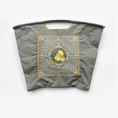 Ball＆Chain 刺繡環保購物袋 L號 - 灰 (30115882)
