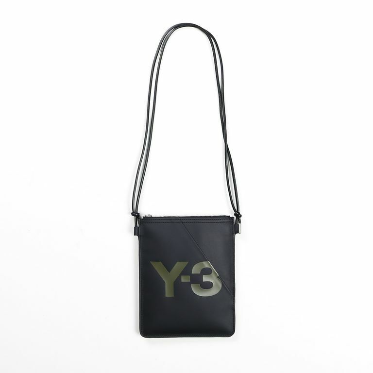 【 Y-3 CROSS BODY 印花LOGO皮革隨身斜背包 - 黑 x 綠 】