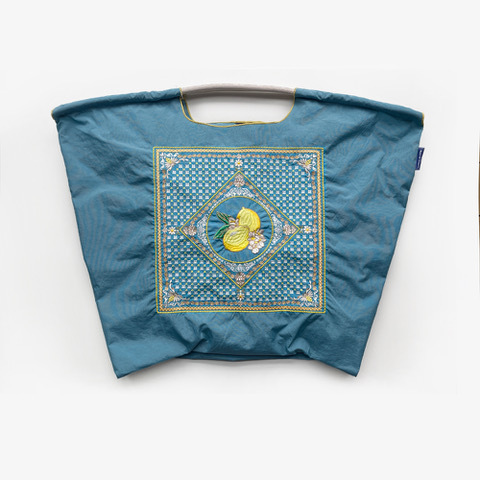 Ball＆Chain 刺繡環保購物袋 L號 - 藍 (30115888)