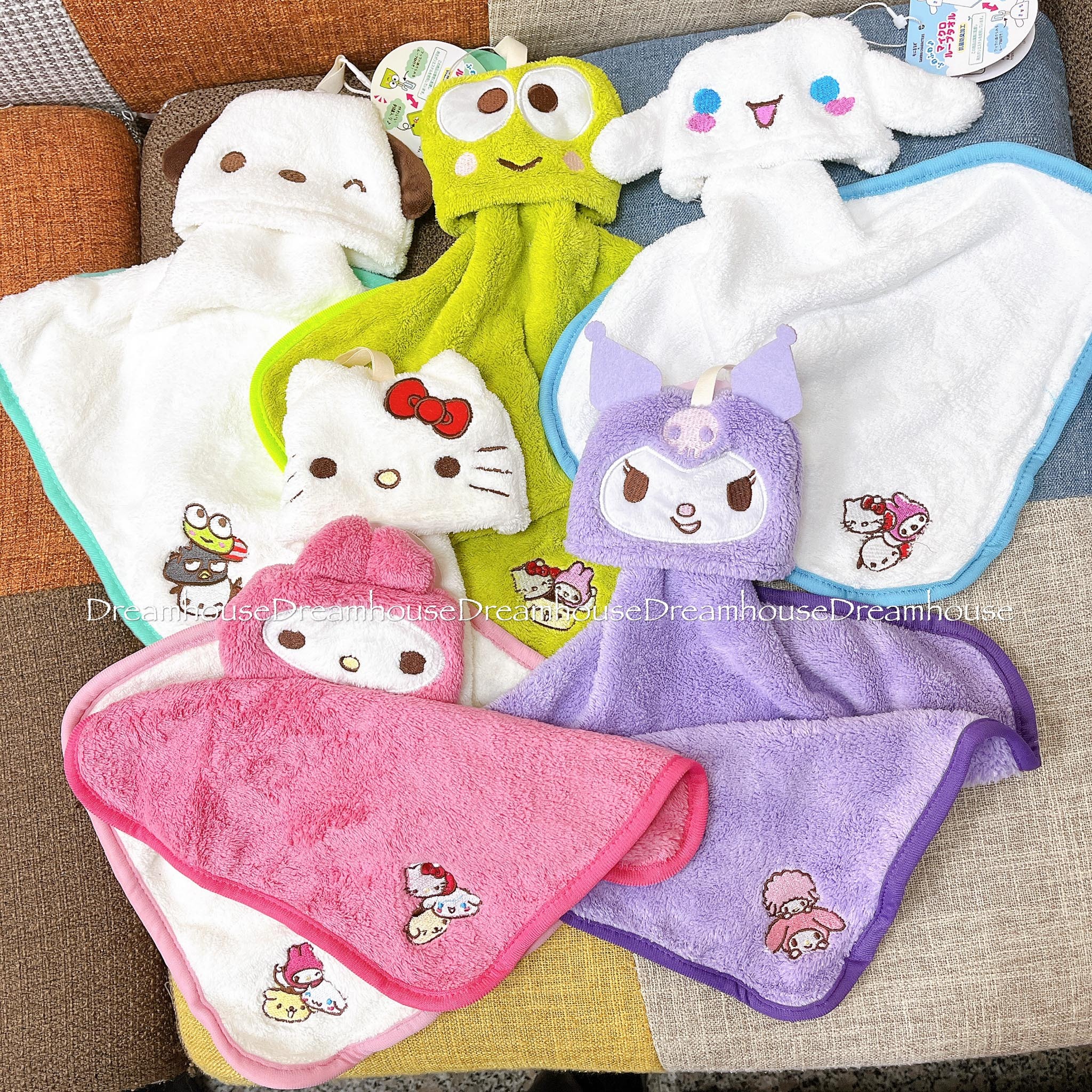 日本限定 凱蒂貓 美樂蒂 酷洛米 大耳狗 帕恰狗 大眼蛙 抗菌消臭 柔軟可掛式擦手巾 擦手布 手巾 毛巾