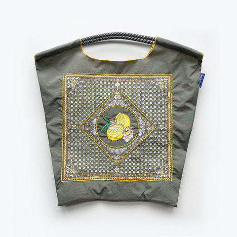 Ball＆Chain 刺繡環保購物袋 M號 - 灰 (30105882)