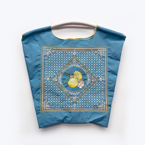 Ball＆Chain 刺繡環保購物袋 M號 - 藍 (30105888)