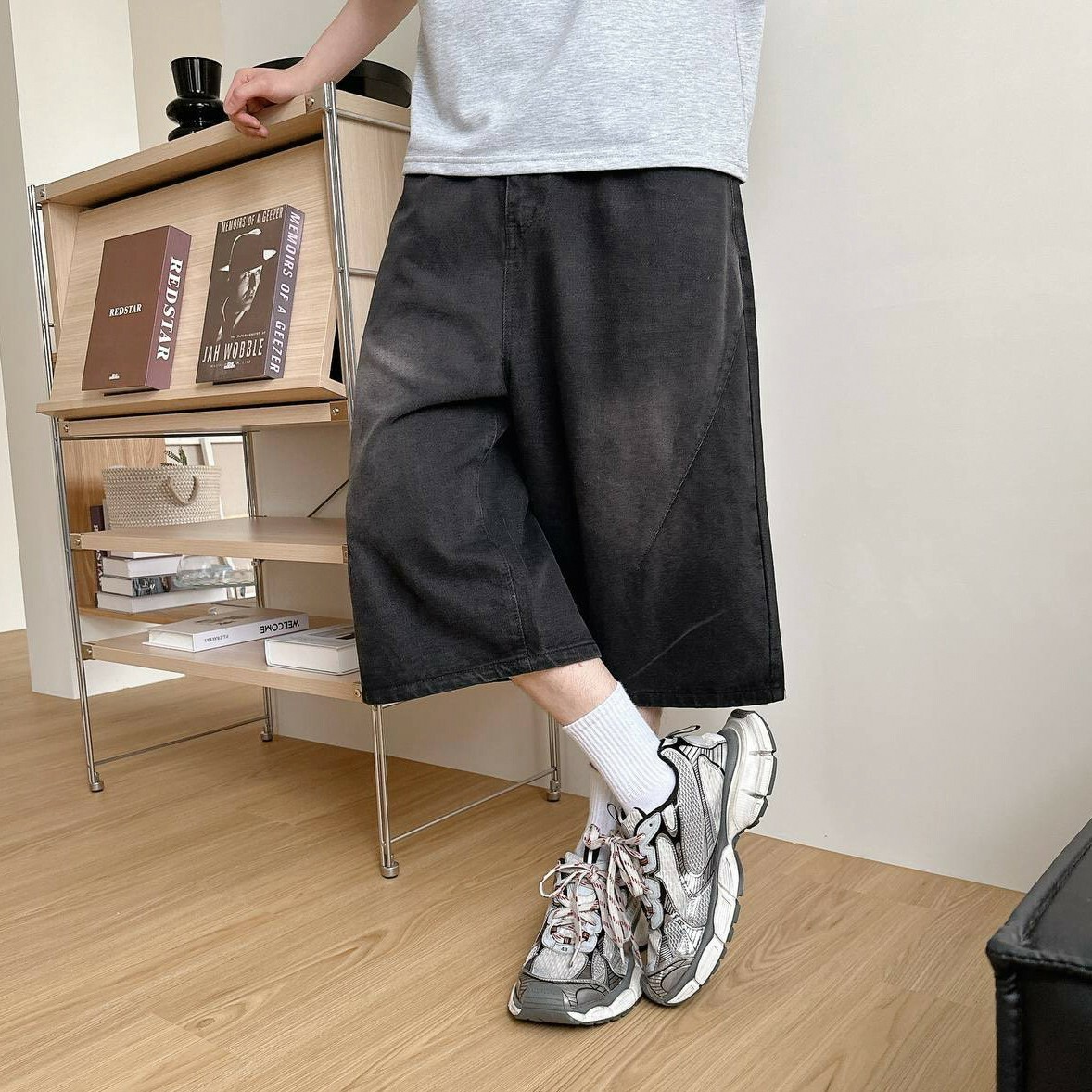 自訂款 斜痕刷白牛仔七分褲 IM80865