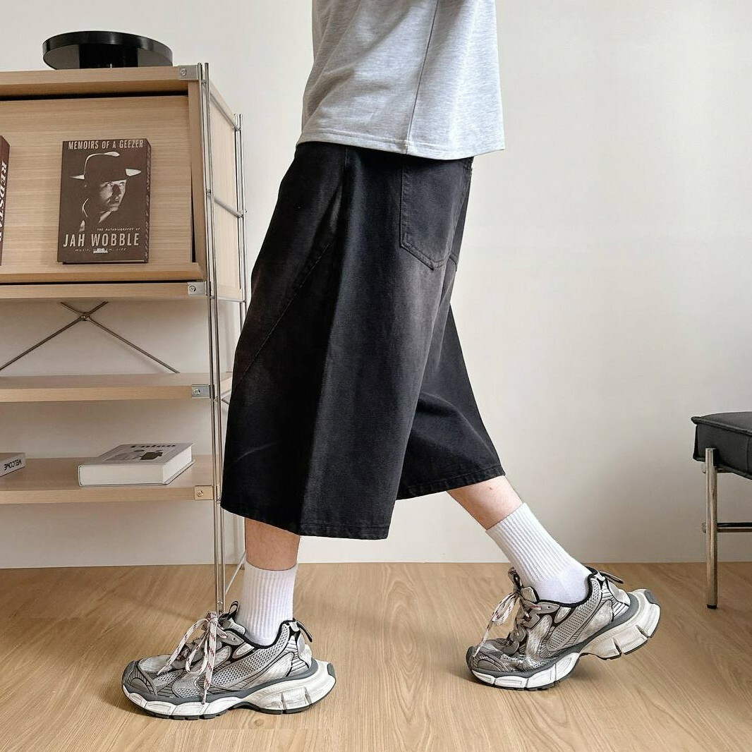 自訂款 斜痕刷白牛仔七分褲 IM80865