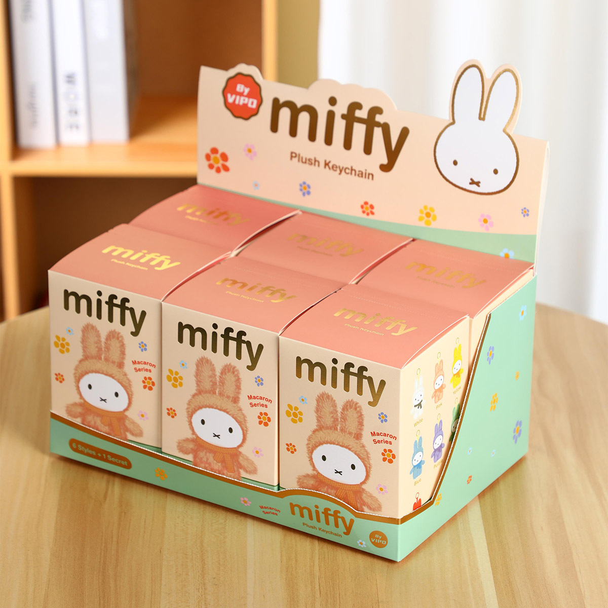 VIPO Miffy 馬卡龍系列 毛絨公仔吊飾端盒 【內有6個盲盒】-MIF37442X6