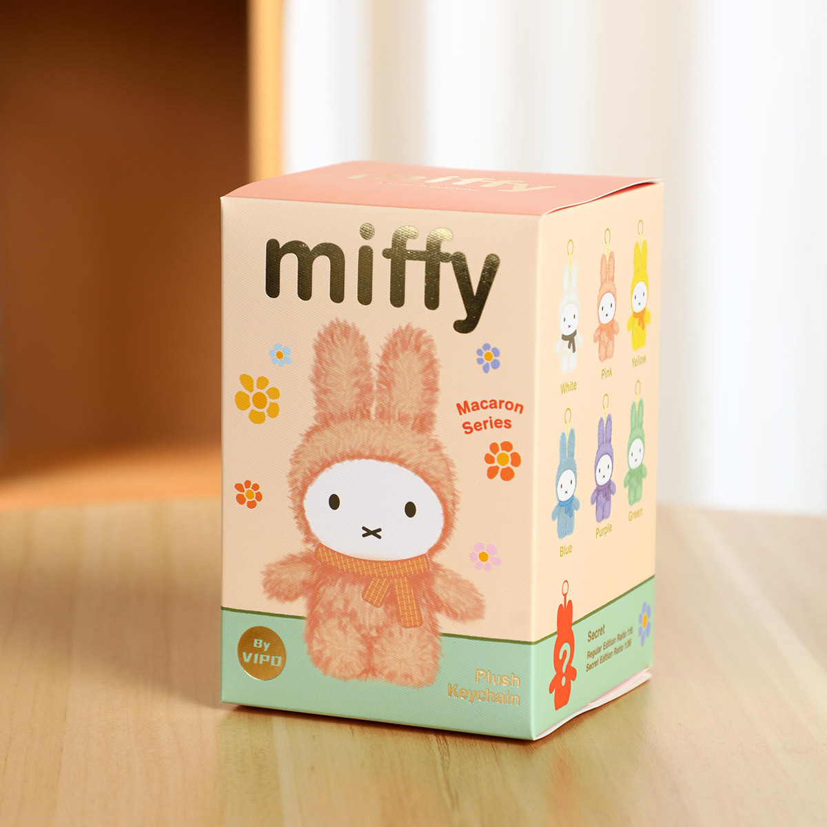 VIPO Miffy 馬卡龍系列 毛絨公仔吊飾端盒 【內有6個盲盒】-MIF37442X6