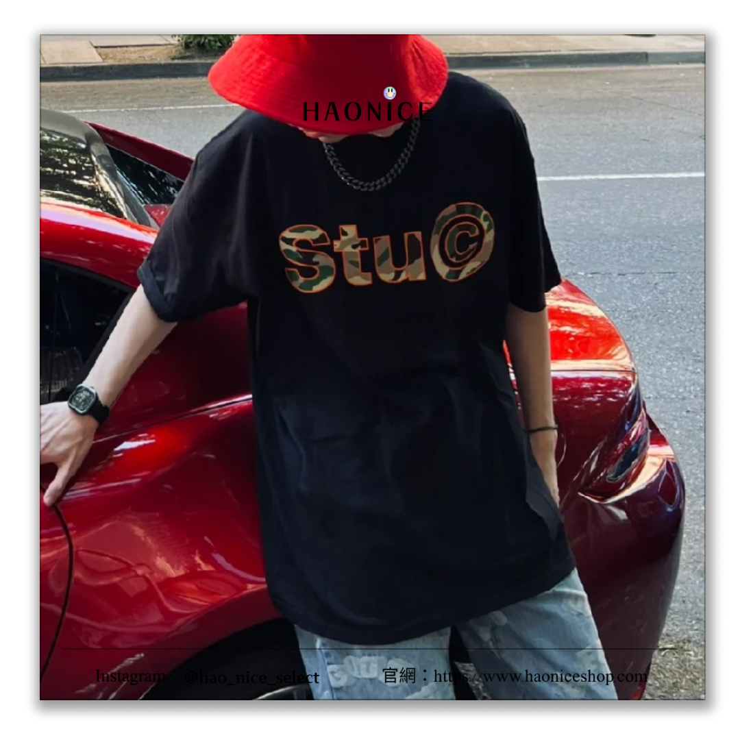 【HAO NICE 】美國🇺🇸街頭潮流 Stussy 24SS 春夏新款 胸前經典迷彩大LOGO 街頭穿搭必備爆款🔥百搭短T