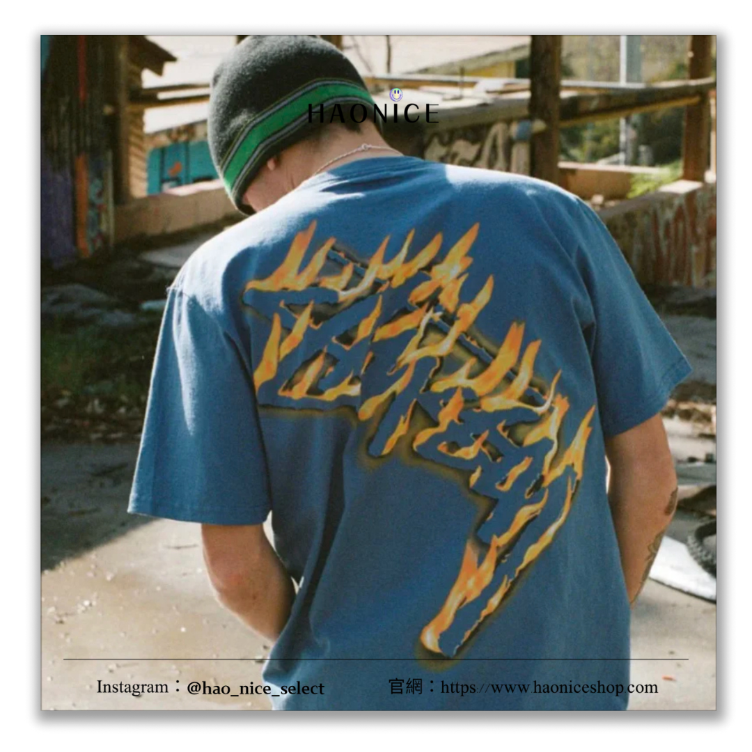 【HAO NICE 】美國🇺🇸街頭潮流 Stussy 24SS 春夏新款Burning Stock Tee 後背經典火燒大LOGO 街頭穿搭必備爆款🔥百搭短T