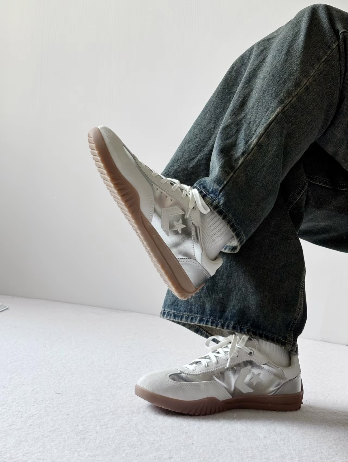 【現貨】CONVERSE RUN STAR TRAINER 復古德訓鞋 銀色 A15189C