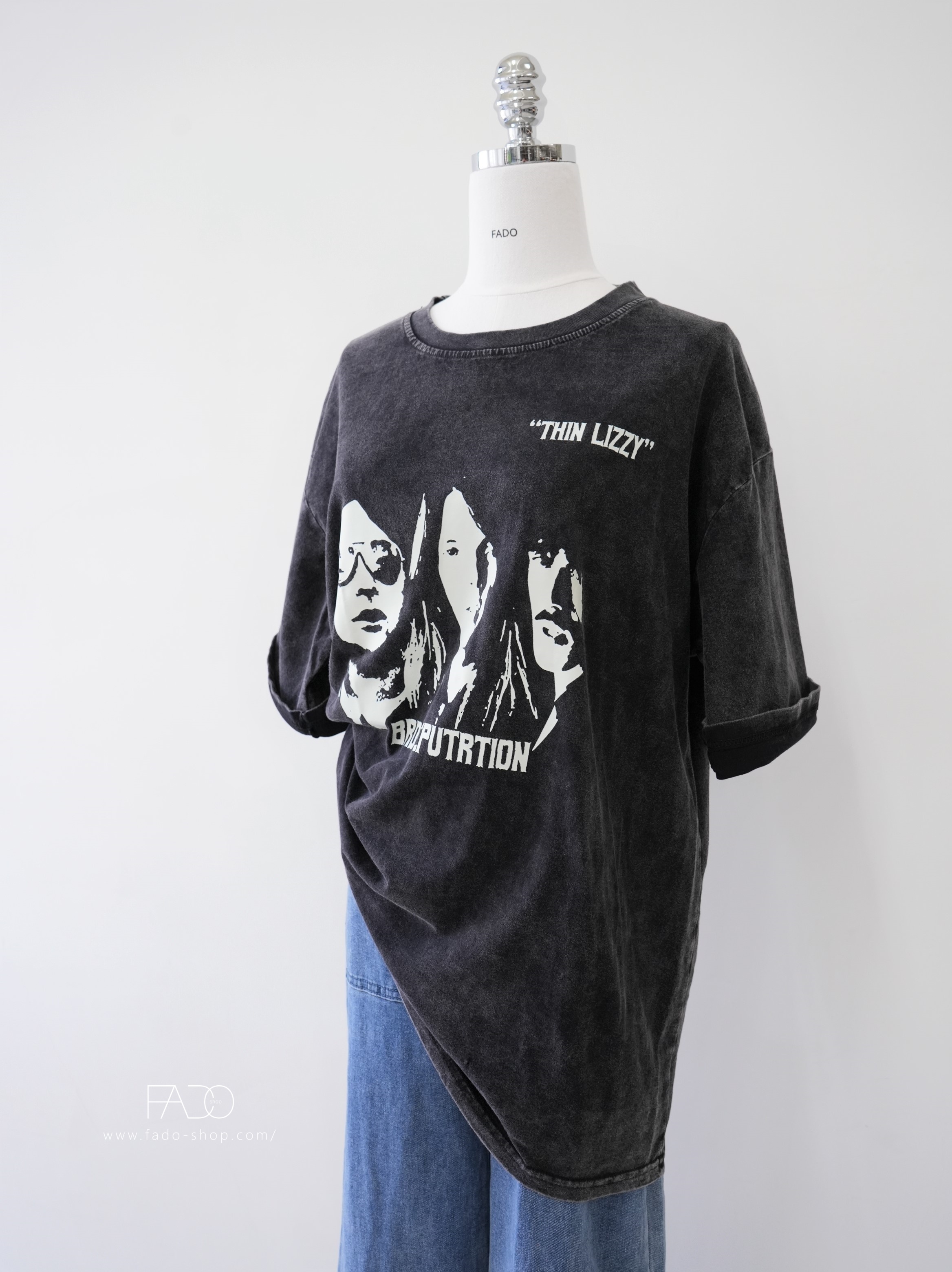 法朵Fado shop｜人物圖像水洗長版棉T 0213063